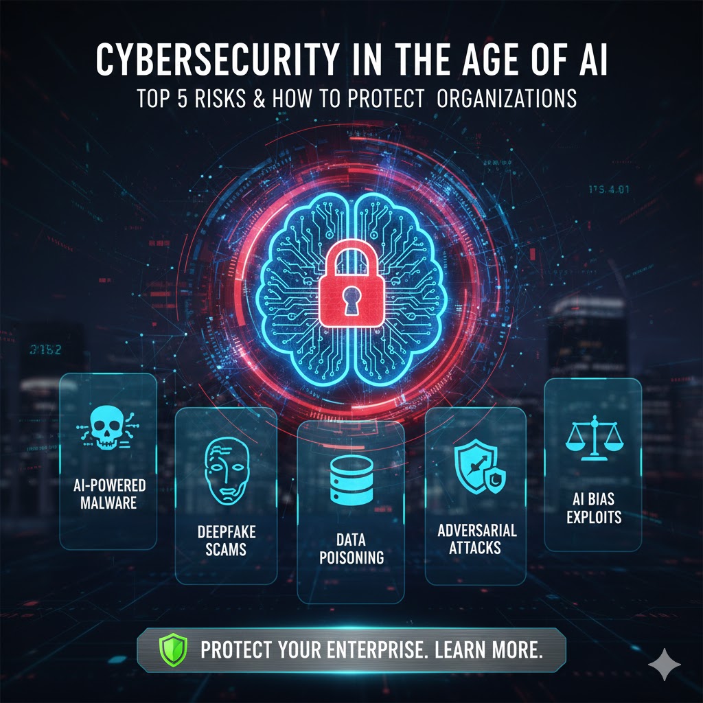 Cybersecurity in the age of artificial intelligence: Top 5 risks and how to protect organizations